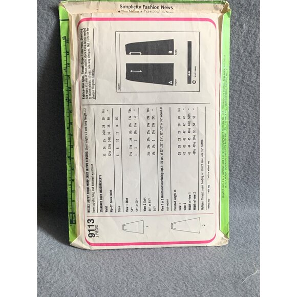 Vintage Simplicity Jiffy Skirt Sewing Pattern 9113 Size 14 Misses uncut - Picture 2 of 2